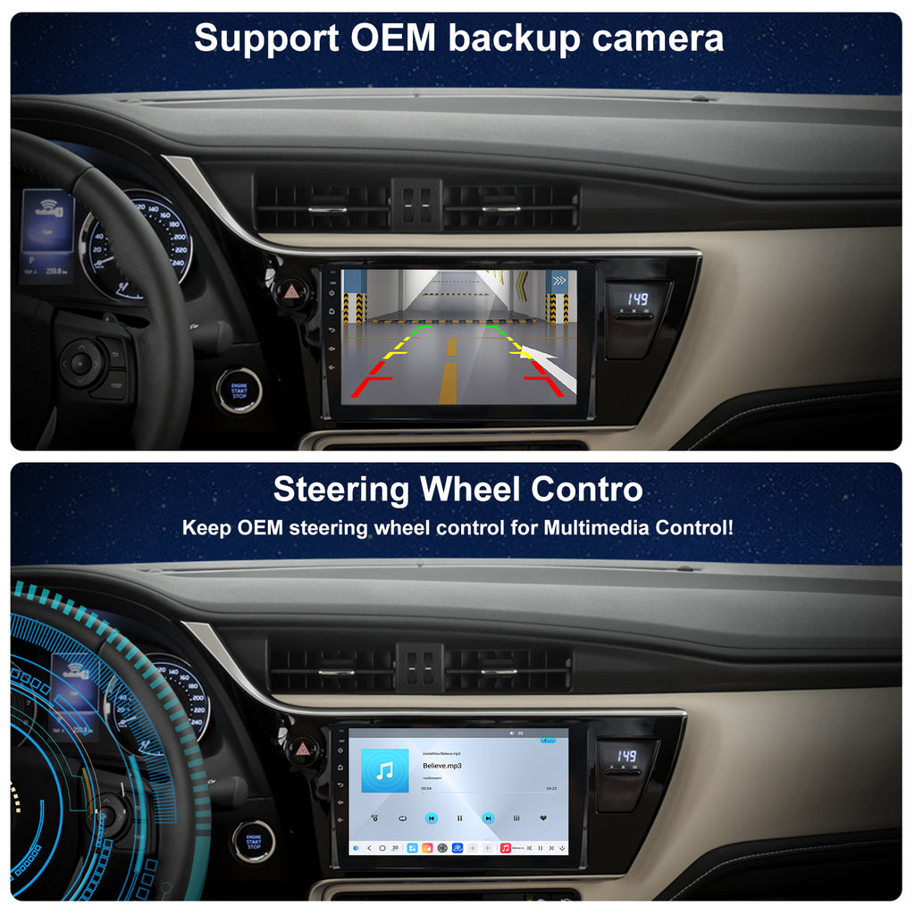 For Toyota Corolla 2017-2019 Radio upgrade,9-inch QLED 8-Core CPU,touch screen Stereo,Wireless CarPlay & Android Auto,keep OEM Controls