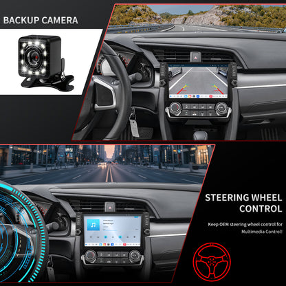 Honda Civic Radio upgrade 2016-2021 CarPlay Stereo Screen - Topdisplay 2016 2017 2018 2019 2020 2021 Replacement Headunit Apple Android Auto Accessories Pantalla Estéreo