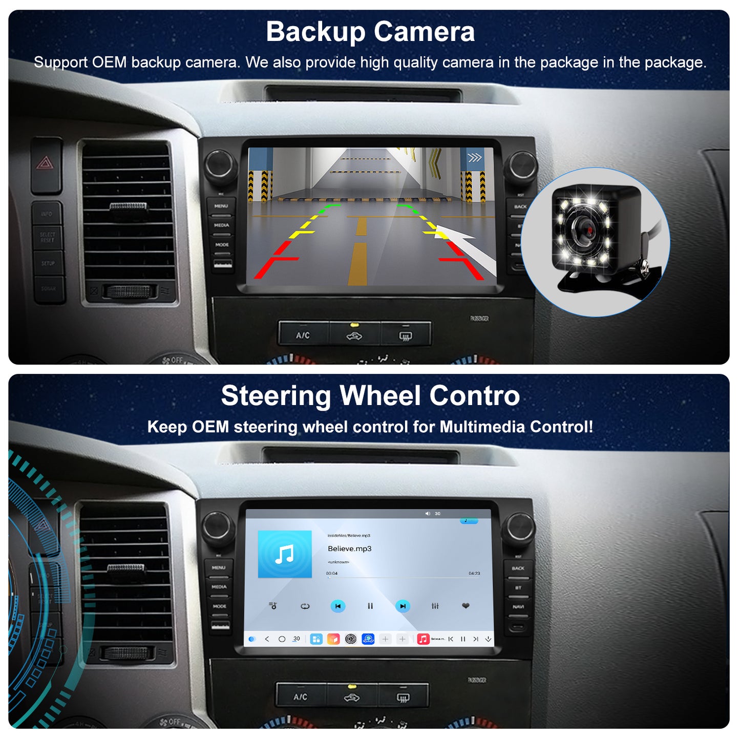 For Toyota Sequoia 2008-2018 Radio upgrade,9-inch QLED 8-Core CPU,touch screen Stereo,Wireless CarPlay & Android Auto,Free camera