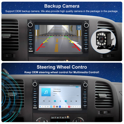 For GMC Sierra 2007-2013 Radio upgrade,7-inch QLED  8-Core CPU,touch screen Stereo,Wireless CarPlay & Android Auto,keep OEM Controls