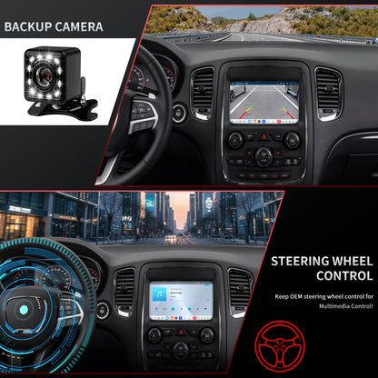 Dodge Durango Radio upgrade 2015-2025 CarPlay Stereo Screen-Topdisplay 2015 2016 2017 2018 2019 2020 2021 2022 2023 2024 2025 Replacement Headunit Apple Android Auto Accessories Pantalla Estéreo
