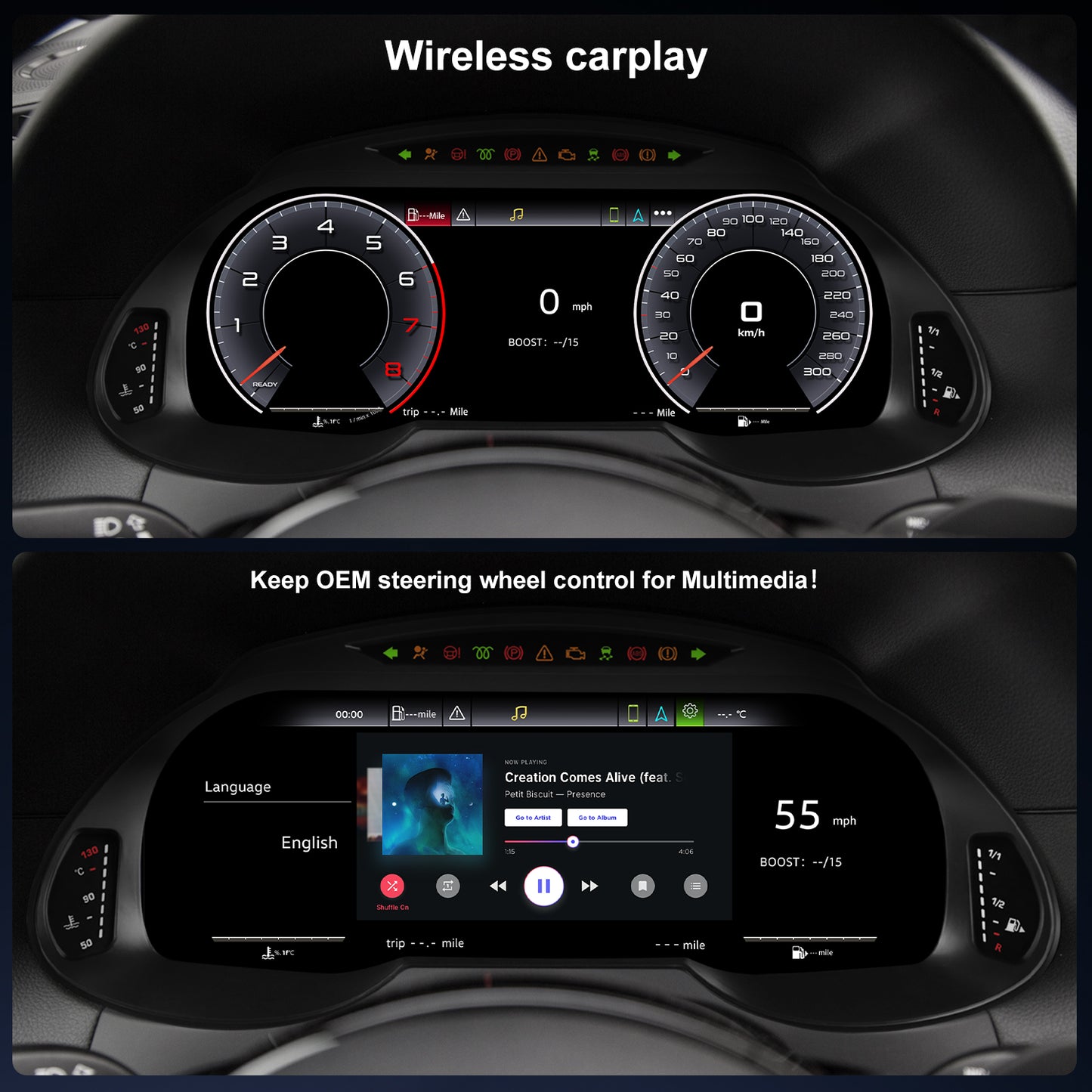 Audi Q5 Digital Instrument Cluster 2009-2018 | 12.3" QLED - Topdisplay 2009 / 2010 / 2011 / 2012 / 2013 / 2014 / 2015 / 2016 / 2017 / 2018