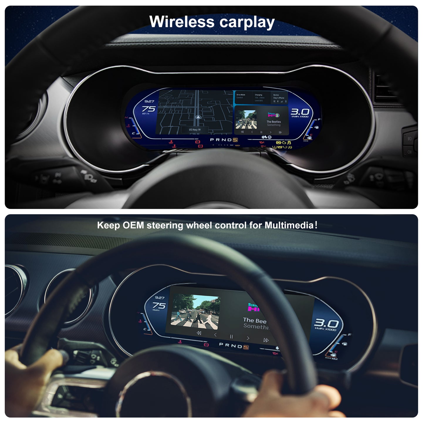 For Ford Mustang 2015-2023 Digital Instrument Cluster,12.3-inch QLED Screen Multiple UI,Wireless carplay,Direct OEM Replacement