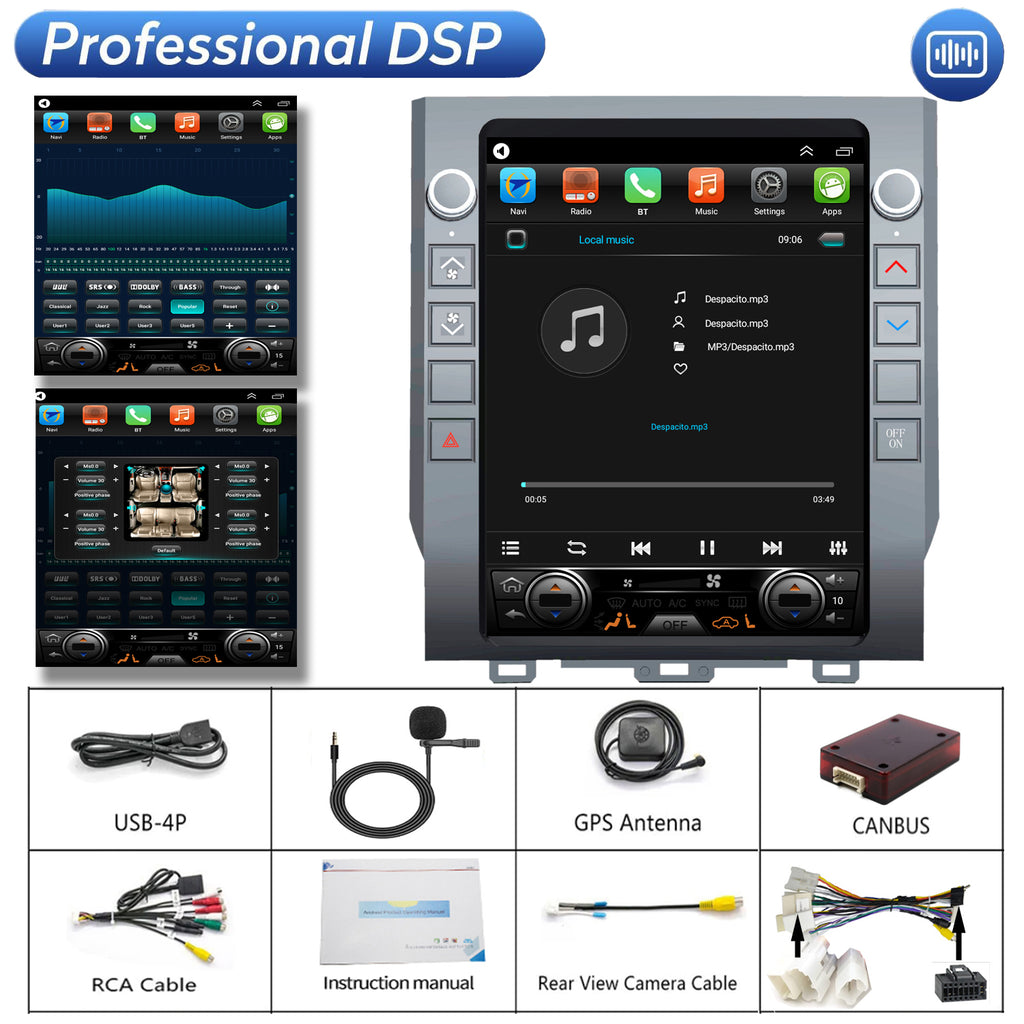 for Toyota Tundra 2014-2020 Radio upgrade,12.1-inch QLED  8-Core CPU,touch screen Stereo,Wireless CarPlay & Android Auto,keep OEM Controls