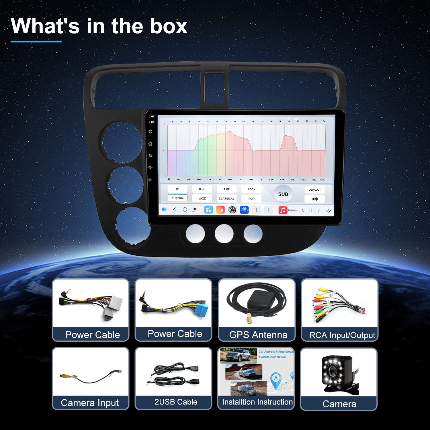Honda Civic Radio upgrade 2001-2005 CarPlay Stereo Screen - Topdisplay 2001 2002 2003 2004 2005 Replacement Headunit Apple Android Auto Accessories Pantalla Estéreo 