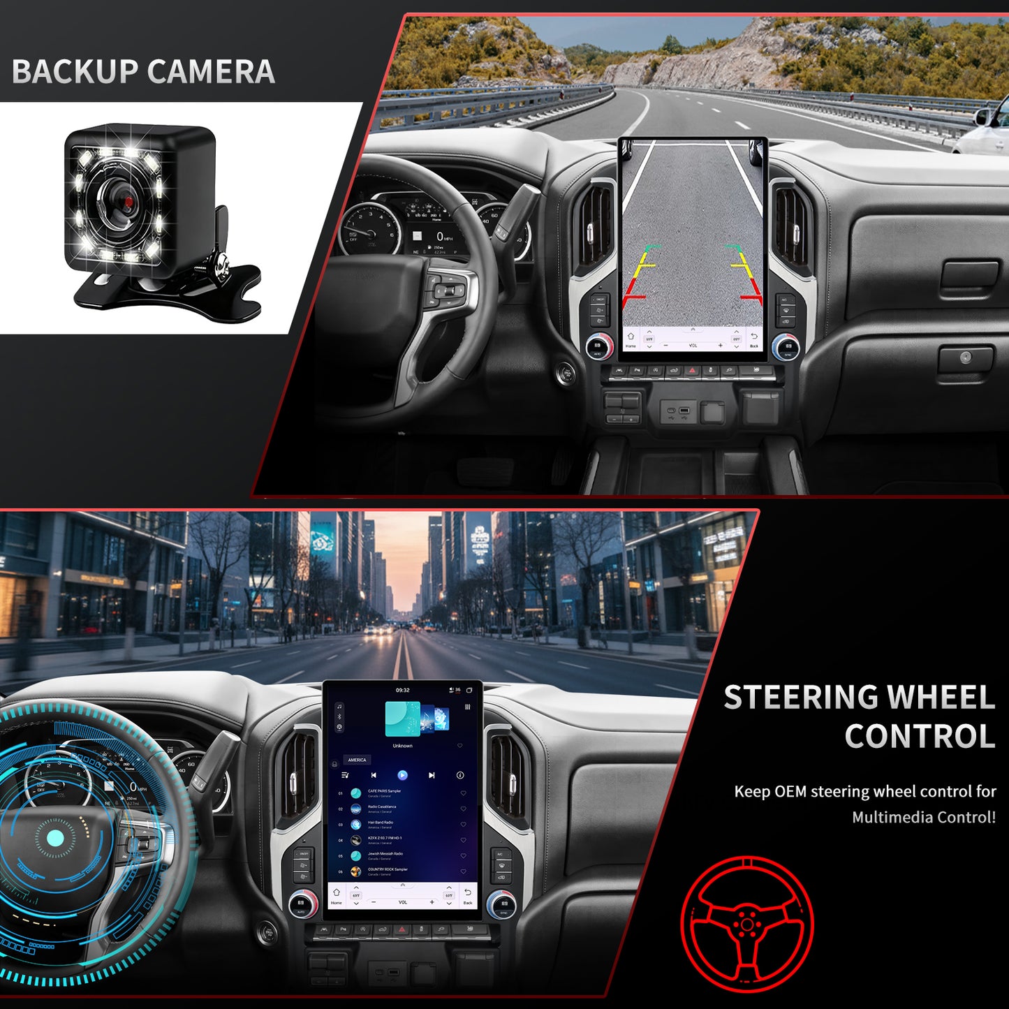 Chevy Silverado Radio upgrade 2019-2023 CarPlay Stereo Screen-Topdisplay 2019 2020 2021 2022 2023 Chevrolet Replacement Headunit Apple Android Auto Accessories Pantalla Estéreo 