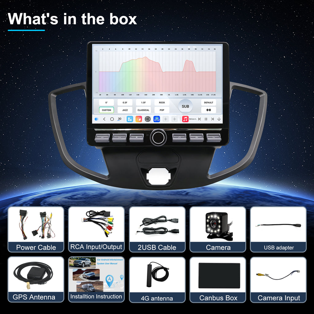 For Ford Transit 2013-2019 Radio upgrade,10.2-inch QLED 8-Core CPU,touch screen Stereo,Wireless CarPlay & Android Auto,keep OEM Controls