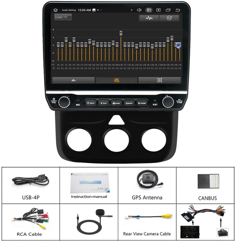 for Dodge RAM 1500/2500/3500 2013-2018 Radio upgrade,10.1-inch QLED 8-Core CPU,touch screen Stereo,Wireless CarPlay & Android Auto,manual AC Only
