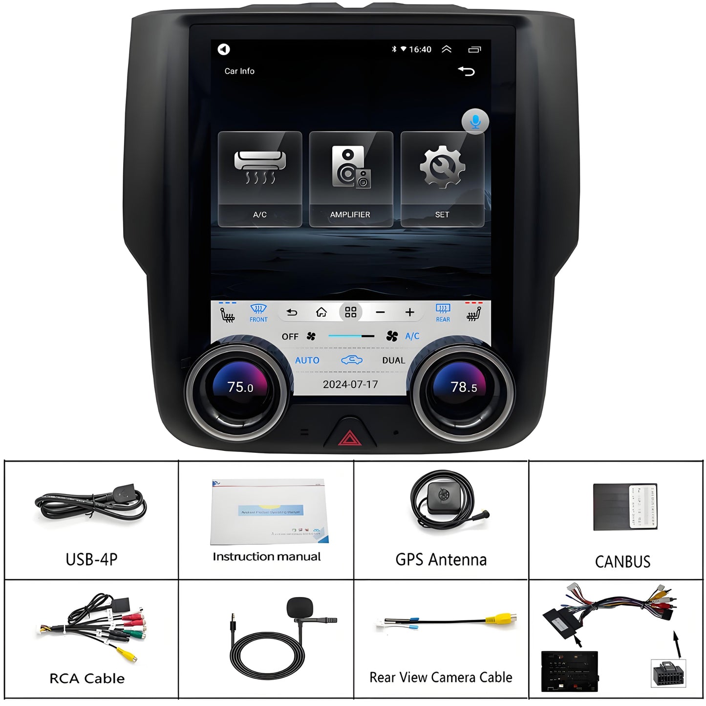 Dodge RAM 1500/2500/3500 Radio upgrade 2013-2018 CarPlay Stereo Screen - Topdisplay 2013 2014 2015 2016 2017 2018 Replacement Headunit Apple Android Auto Accessories Pantalla Estéreo