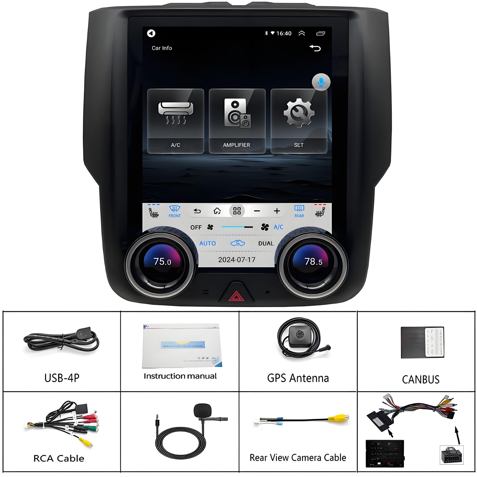 Dodge RAM 1500/2500/3500 Radio upgrade 2013-2018 CarPlay Stereo Screen - Topdisplay 2013 2014 2015 2016 2017 2018 Replacement Headunit Apple Android Auto Accessories Pantalla Estéreo