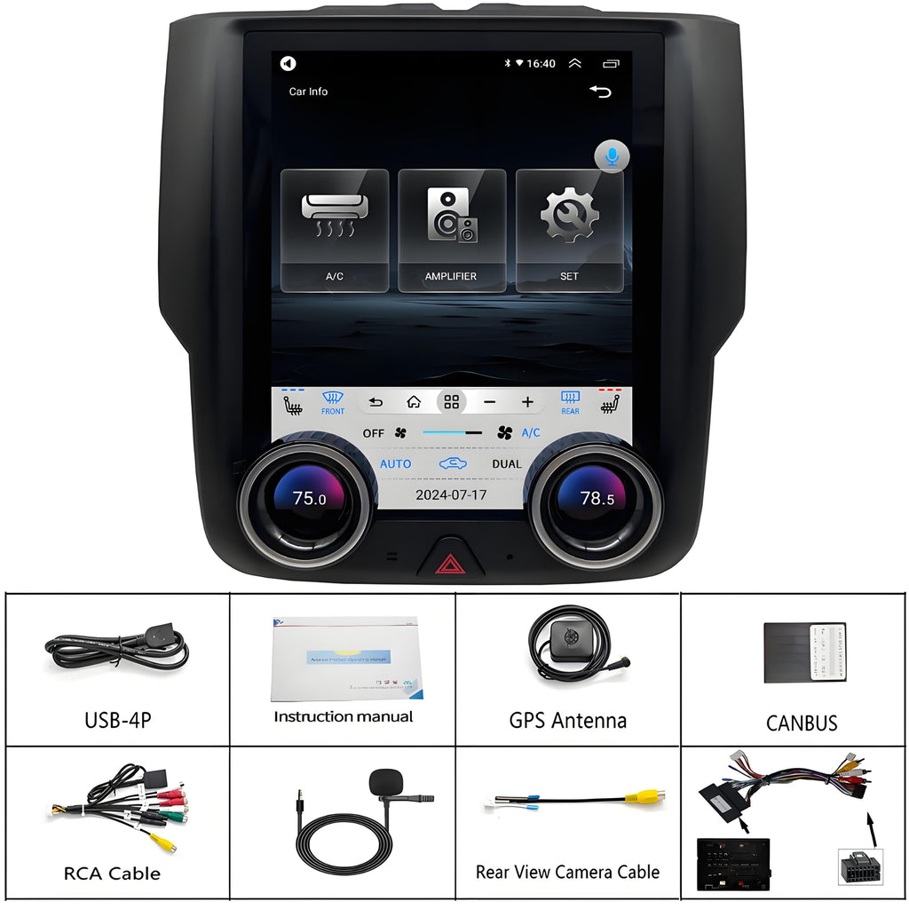 for Dodge RAM 1500/2500/3500 2013-2018 Radio upgrade,9.7-inch QLED 8-Core CPU,touch screen Stereo,Wireless CarPlay & Android Auto,For Manual AC