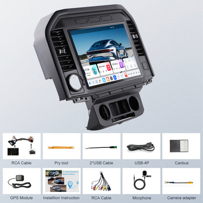 For Ford F150 2015-2020 Radio upgrade, 13-inch QLED 8-Core CPU, touch screen Stereo, Wireless CarPlay & Android Auto, keep OEM Controls
