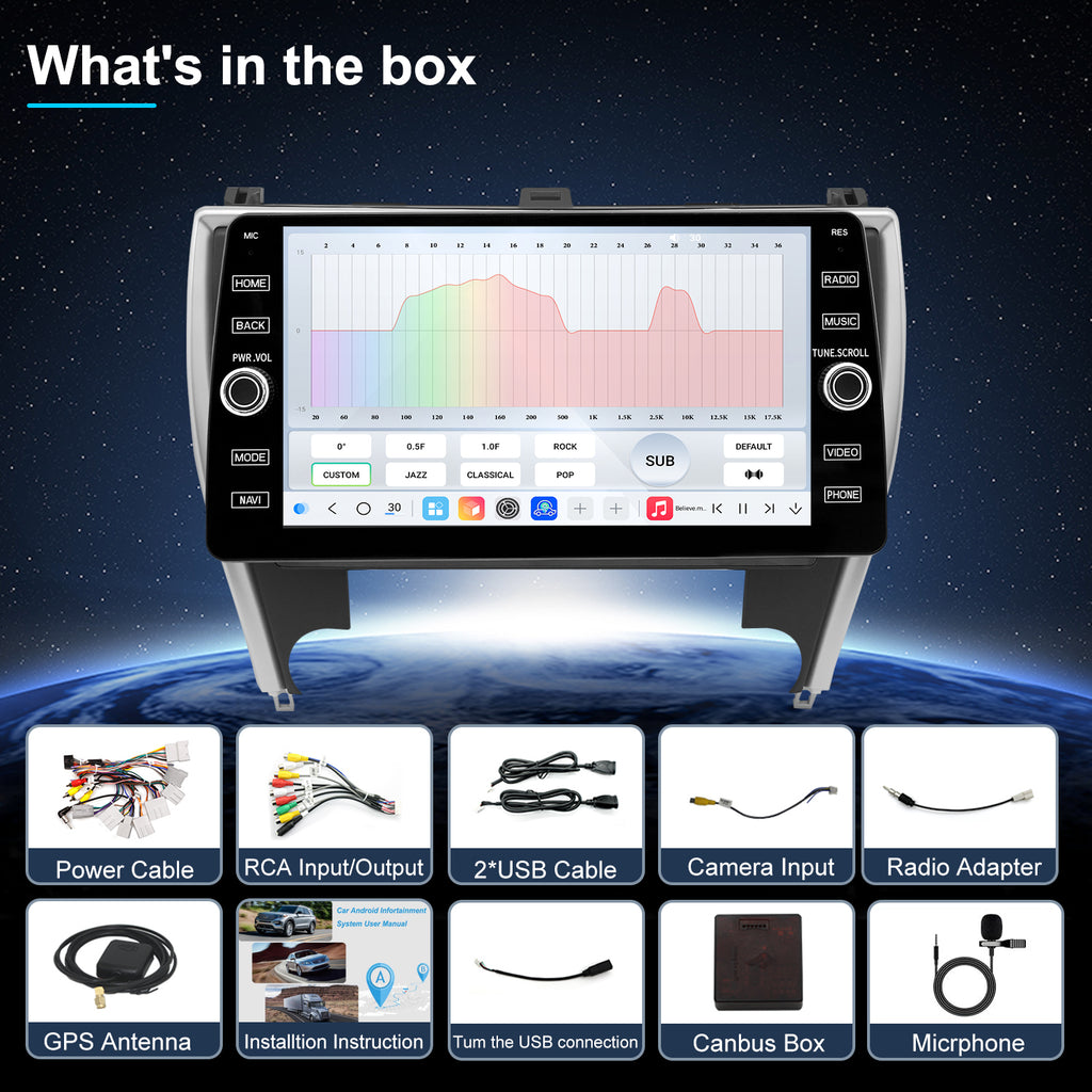 For Toyota Camry 2015-2017 Radio upgrade,10.2-inch QLED  8-Core CPU,touch screen Stereo,Wireless CarPlay & Android Auto,keep OEM Controls