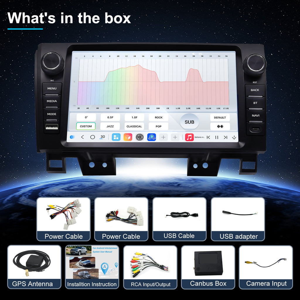 For Toyota Tundra 2007-2013 Radio upgrade,9-inch QLED 8-Core CPU,touch screen Stereo,Wireless CarPlay & Android Auto,Free camera