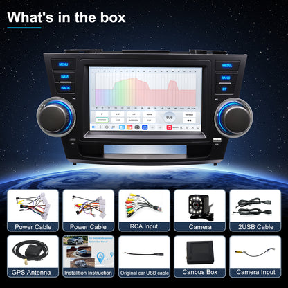 For Toyota Highlander 2008-2013 Radio upgrade,8-inch QLED 8-Core CPU,touch screen Stereo,Wireless CarPlay & Android Auto,keep OEM Controls