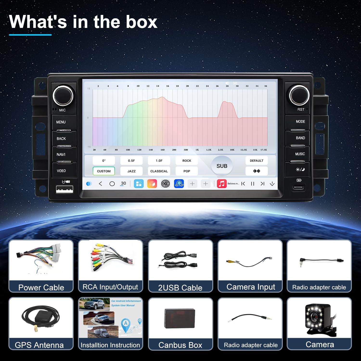 Jeep Wrangler radio 2007-2017 CarPlay Stereo Screen - Topdisplay 2015 2016 2017 Jeep Wrangler Replacement Headunit Apple Android Auto Accessories Pantalla Estéreo