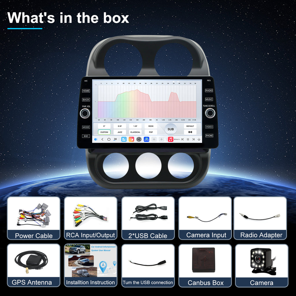 For Jeep Compass 2010-2016 Radio upgrade,10.2-inch QLED  8-Core CPU,touch screen Stereo,Wireless CarPlay & Android Auto,keep OEM Controls