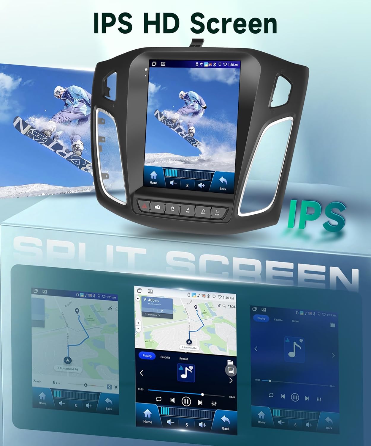 Ford Focus Radio upgrade 2012-2018 CarPlay Stereo Screen - Topdisplay 2012 2013 2014 2015 2016 2017 2018 Ford Replacement Headunit Apple Android Auto Accessories Pantalla Estéreo