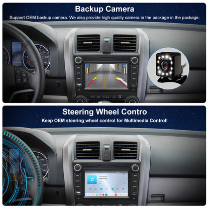 For Honda CRV 2007-2011 Radio upgrade,9-inch QLED 8-Core CPU,touch screen Stereo,Wireless CarPlay & Android Auto,keep OEM Controls