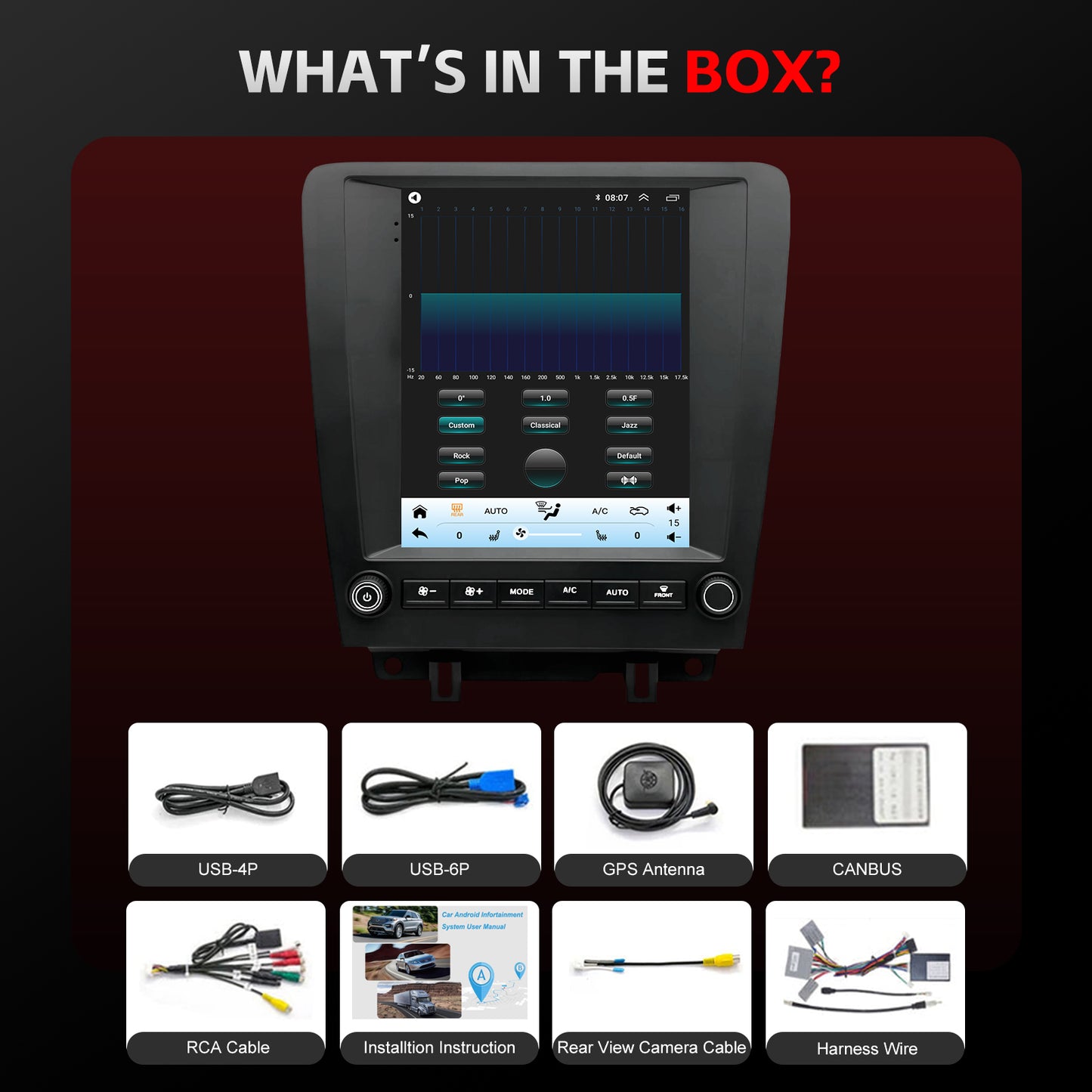 For Ford Mustang 2010-2014 Radio upgrade,9.7-inch QLED 8-Core CPU,touch screen Stereo,Wireless CarPlay & Android Auto,Free camera