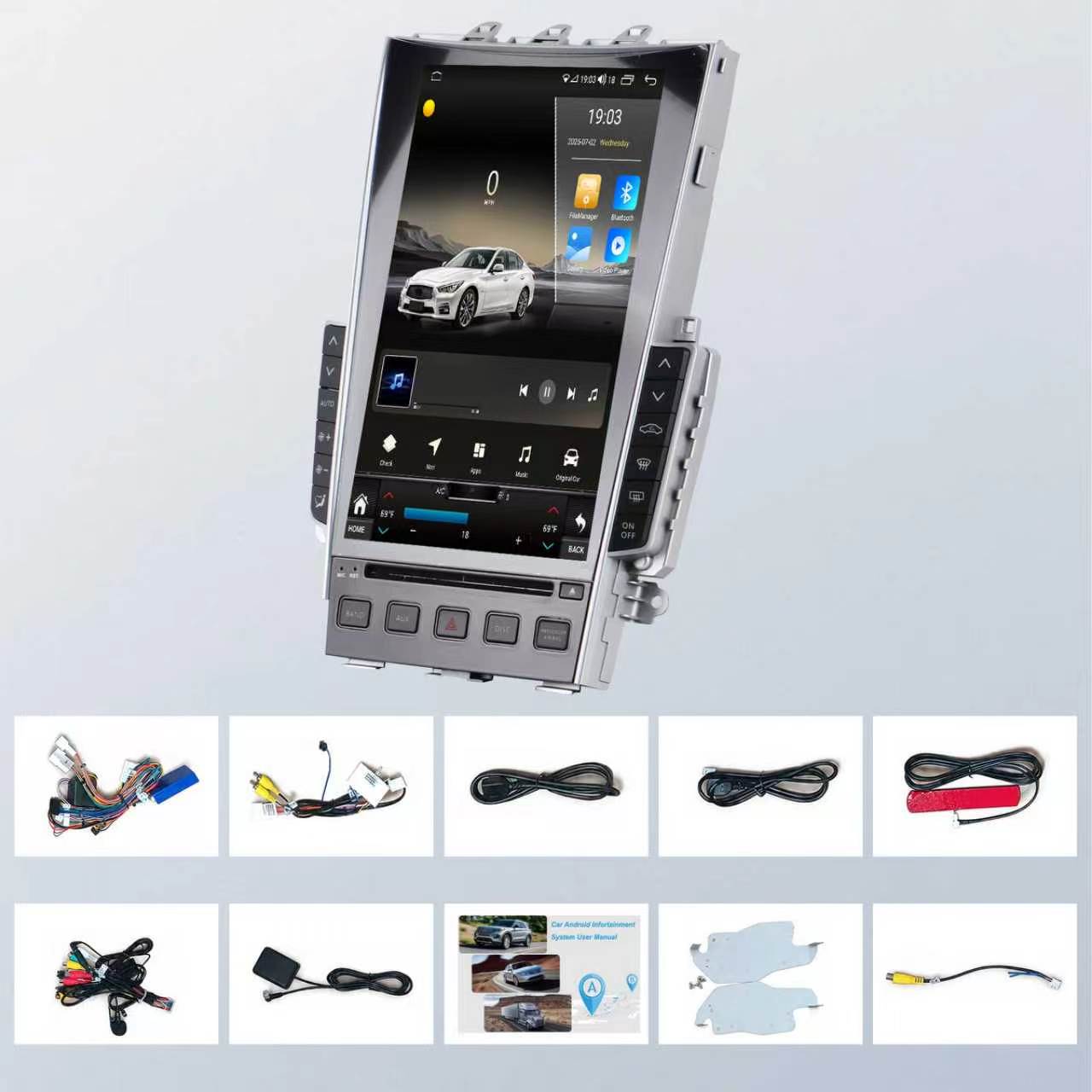 Infiniti Q50L Radio upgrade 2015-2023 CarPlay Stereo Screen-Topdisplay 2015 2016 2017 2018 2019 2020 2021 2022 2023 Infiniti Q50L Replacement Headunit Apple Android Auto Accessories Pantalla Estéreo