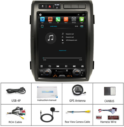 For Ford F150 2009-2012 Radio upgrade,12.1-inch QLED 8-Core CPU,touch screen Stereo,Wireless CarPlay & Android Auto,Manual AC Only