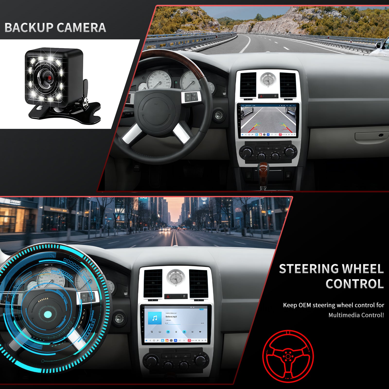 Chrysler 300C Radio upgrade 2005-2010 CarPlay Stereo Screen - Topdisplay 2005 2006 2007 2008 2009 2010 Replacement