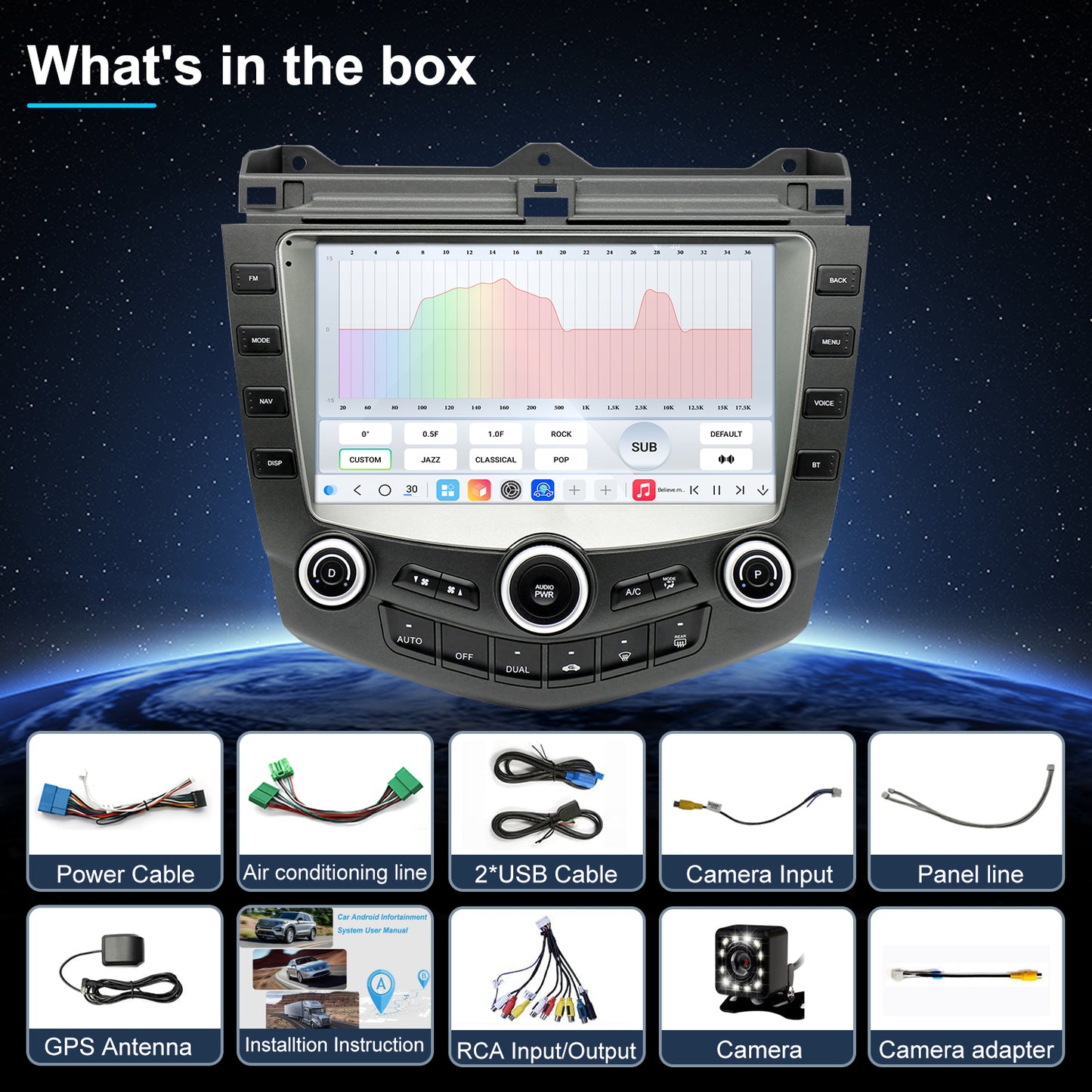 Honda Accord 7th Gen Radio upgrade 2003-2007 CarPlay Stereo Screen - Topdisplay 2003 2004 2005 2006 2007 Replacement Headunit Apple Android Auto Accessories Pantalla Estéreo