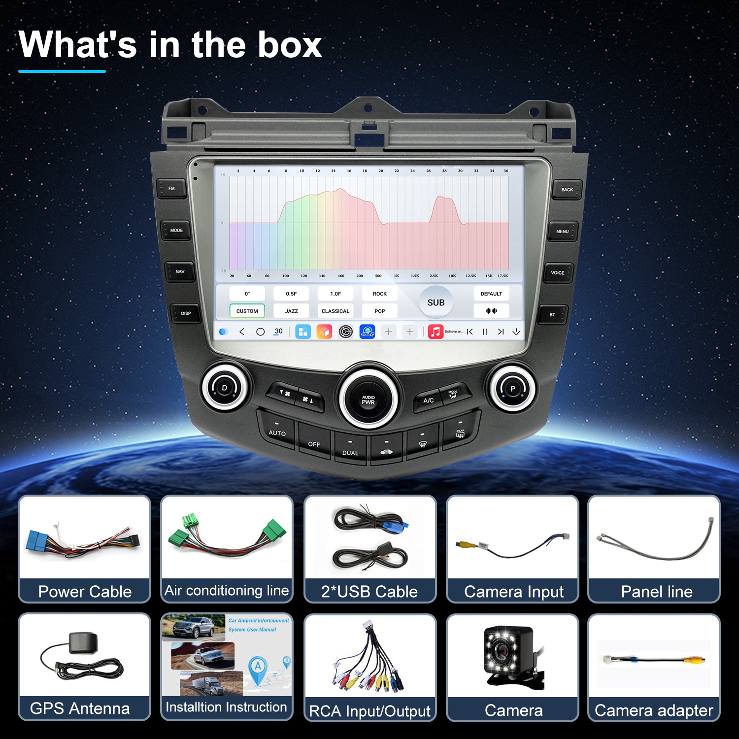 Honda Accord 7th Gen Radio upgrade 2003-2007 CarPlay Stereo Screen - Topdisplay 2003 2004 2005 2006 2007 Replacement Headunit Apple Android Auto Accessories Pantalla Estéreo