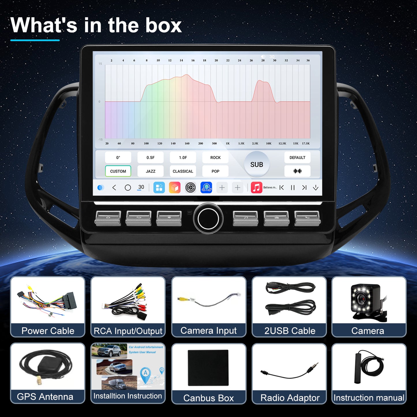 Jeep Compass Radio 2018-2021 Upgrade CarPlay Screen- 2018 2019 2020 2021 Topdisplay Upgrade Stereo Headunit Apple Carplay Android Auto Pantalla Estéreo