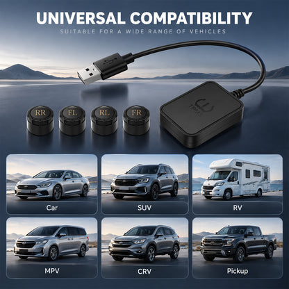 Topdisplay TM2 TPMS Set of 4 Sensors, Tire Pressure Display via Built-in Head Unit App, Restore Factory-Style Monitoring