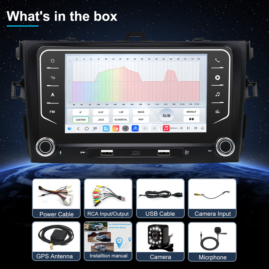 For Toyota Corolla 2009-2013 Radio upgrade,9-inch QLED 8-Core CPU,touch screen Stereo,Wireless CarPlay & Android Auto,keep OEM Controls