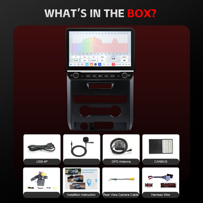 For Ford F150 2009-2012 Radio upgrade,10.1-inch QLED 8-Core CPU,touch screen Stereo,Wireless CarPlay & Android Auto,Free camera,Manual AC ONLY