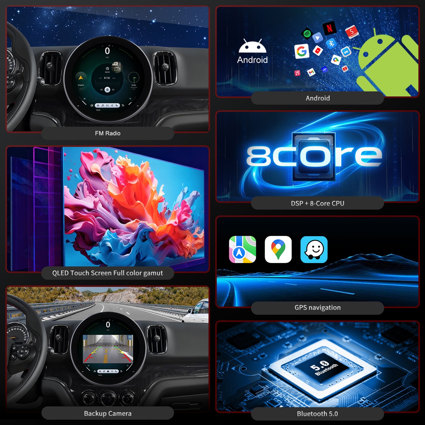 BMW MINI Radio upgrade 2017-2023 CarPlay Stereo Screen - Topdisplay 2017 2018 2019 2020 2021 2022 2023 Replacement Headunit Apple Android Auto Accessories Pantalla Estéreo