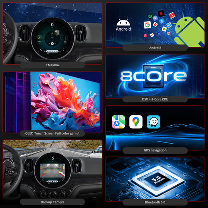 BMW MINI Radio upgrade 2017-2023 CarPlay Stereo Screen - Topdisplay 2017 2018 2019 2020 2021 2022 2023 Replacement Headunit Apple Android Auto Accessories Pantalla Estéreo