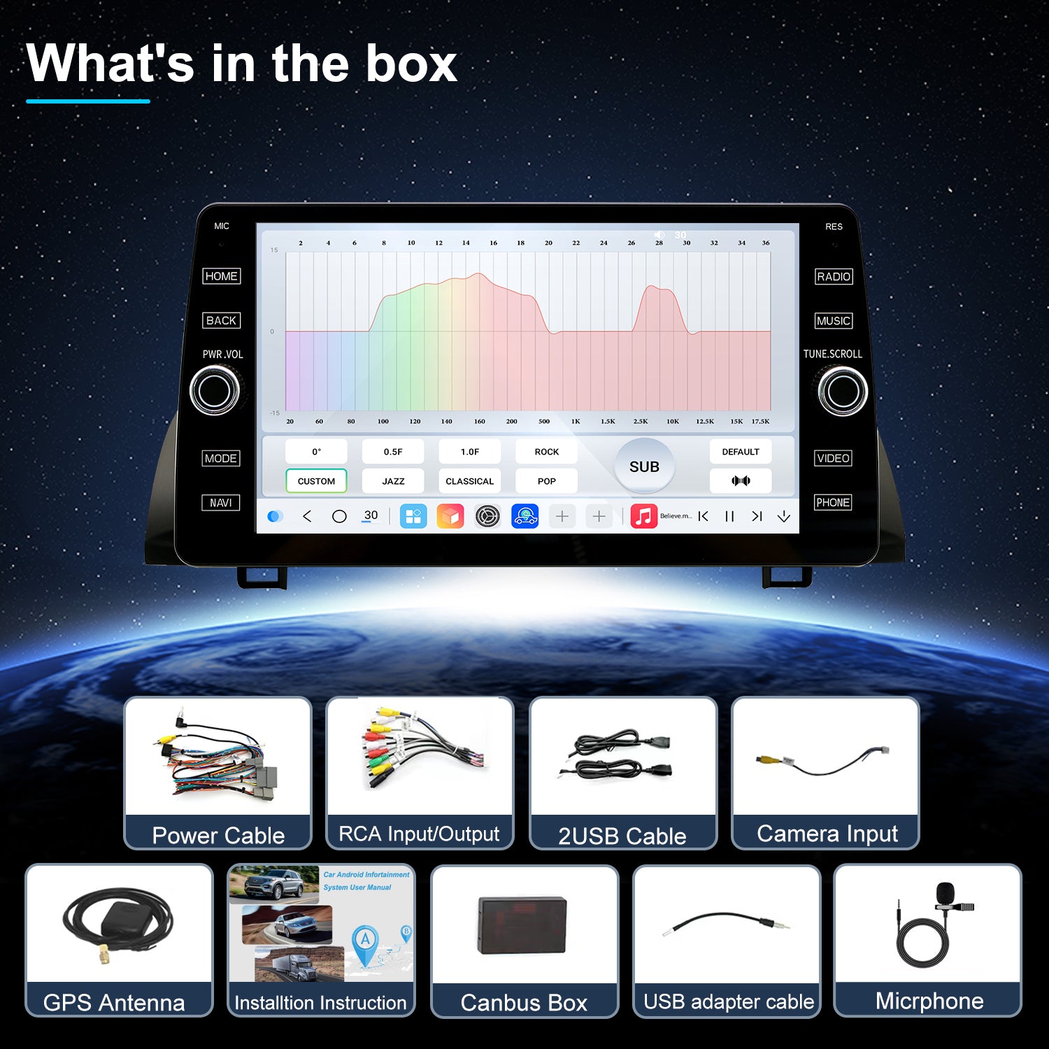 Honda Accord 10th Gen Radio upgrade 2018-2022 CarPlay Stereo Screen-Topdisplay 2018 2019 2020 2021 2022 Replacement Headunit Apple Android Auto Accessories Pantalla Estéreo