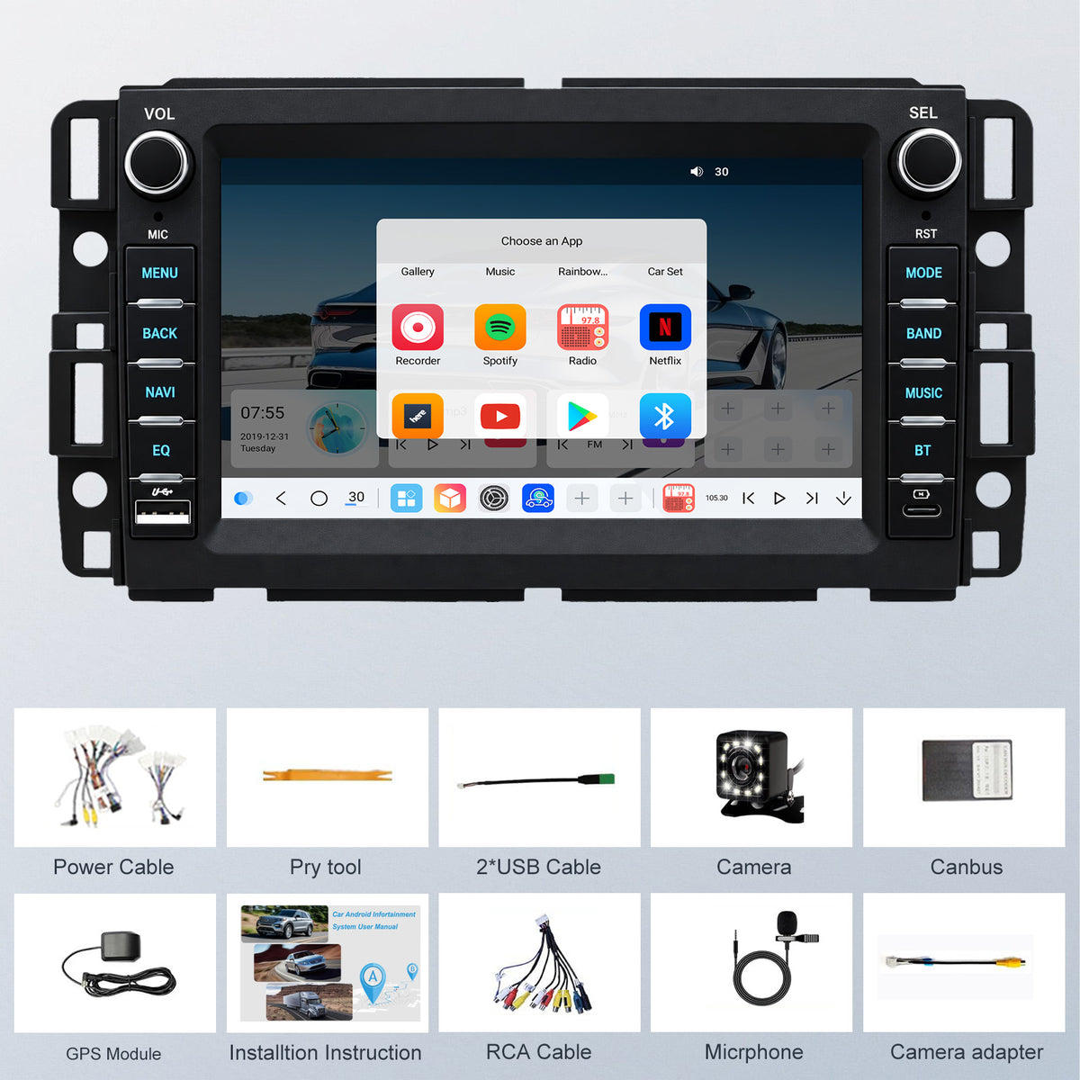 For Chevrolet Chevy Impala 2006-2013 Radio Upgrade, 7-inch QLED Touch Screen Stereo, 8-Core CPU, Wireless CarPlay & Android Auto, Retains OEM Controls, Free Backup Camera Included