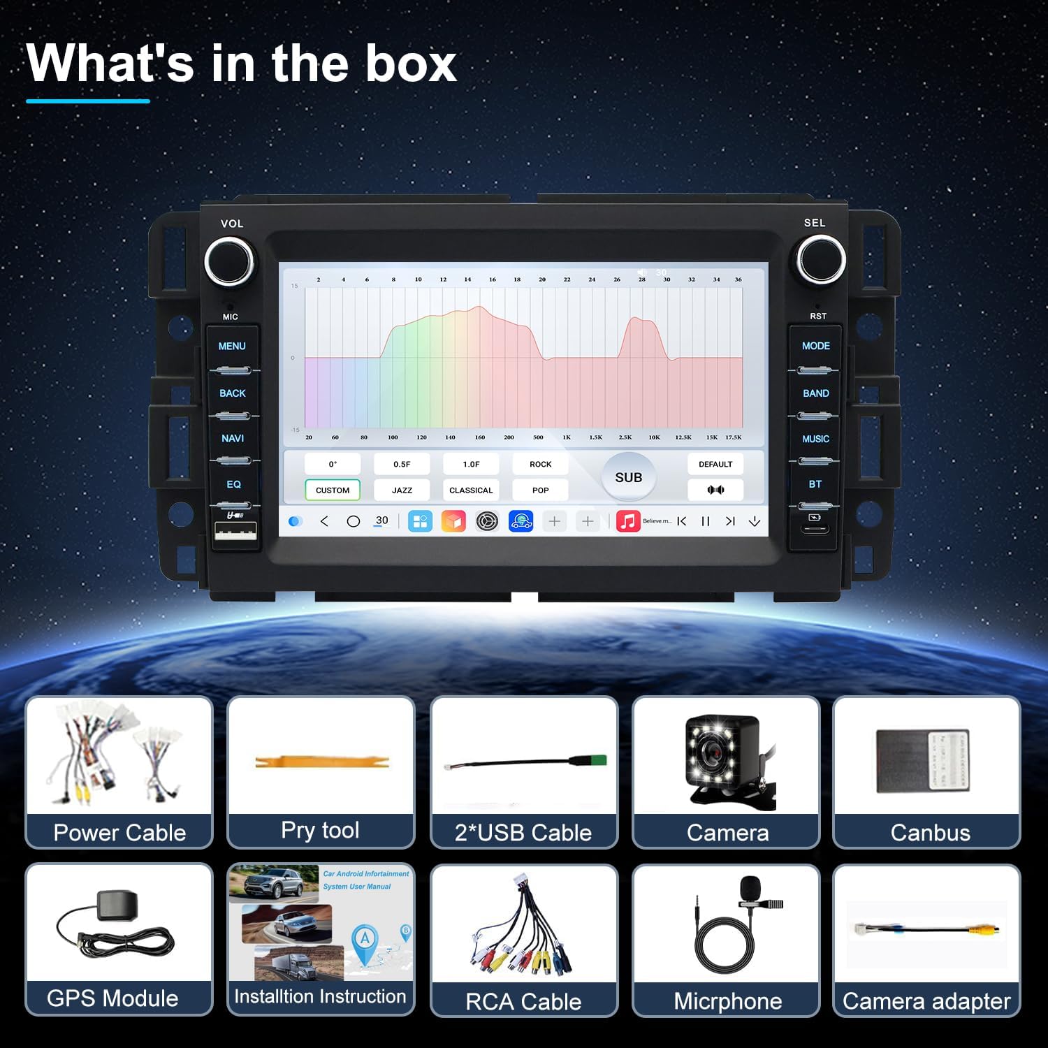 Chevy Tahoe Radio upgrade 2007-2014 CarPlay Stereo Screen - Topdisplay 2007 2008 2009 2010 2011 2012 2013 2014 Chevrolet Replacement Headunit Apple Android Auto Accessories Pantalla Estéreo