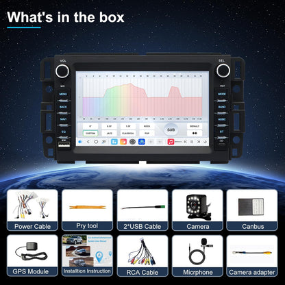 Chevy Tahoe Radio upgrade 2007-2014 CarPlay Stereo Screen - Topdisplay 2007 2008 2009 2010 2011 2012 2013 2014 Chevrolet Replacement Headunit Apple Android Auto Accessories Pantalla Estéreo