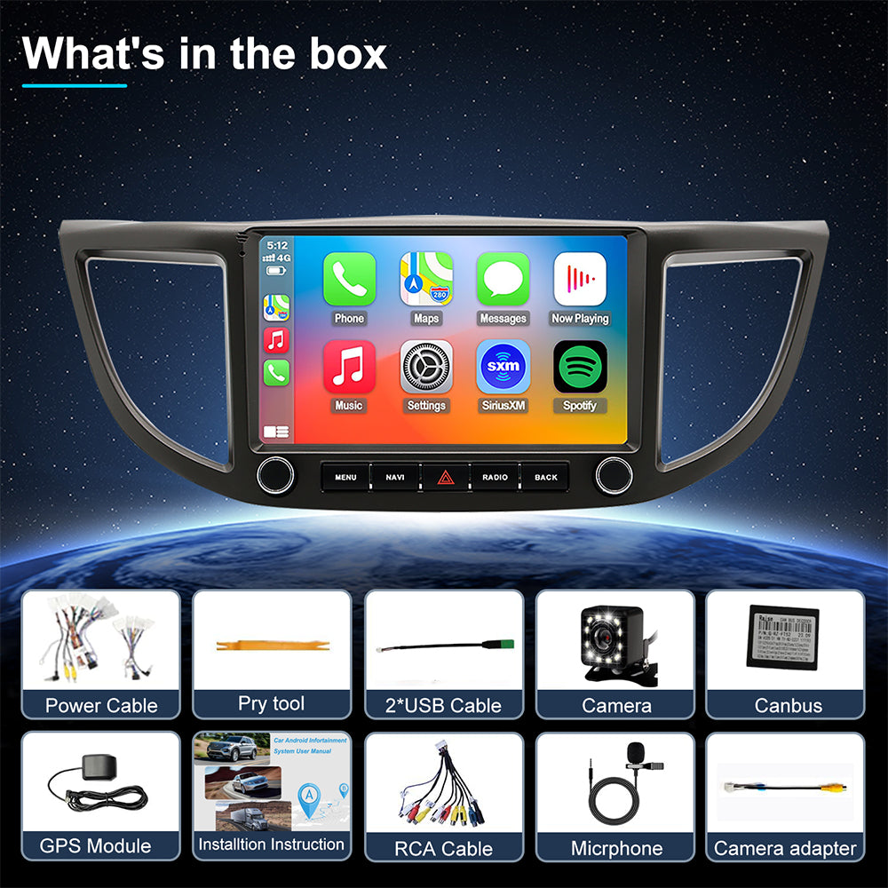 Honda CRV Radio upgrade 2012-2016 CarPlay Stereo Screen - Topdisplay 2012 2013 2014 2015 2016 Replacement Headunit Apple Android Auto Accessories Pantalla Estéreo