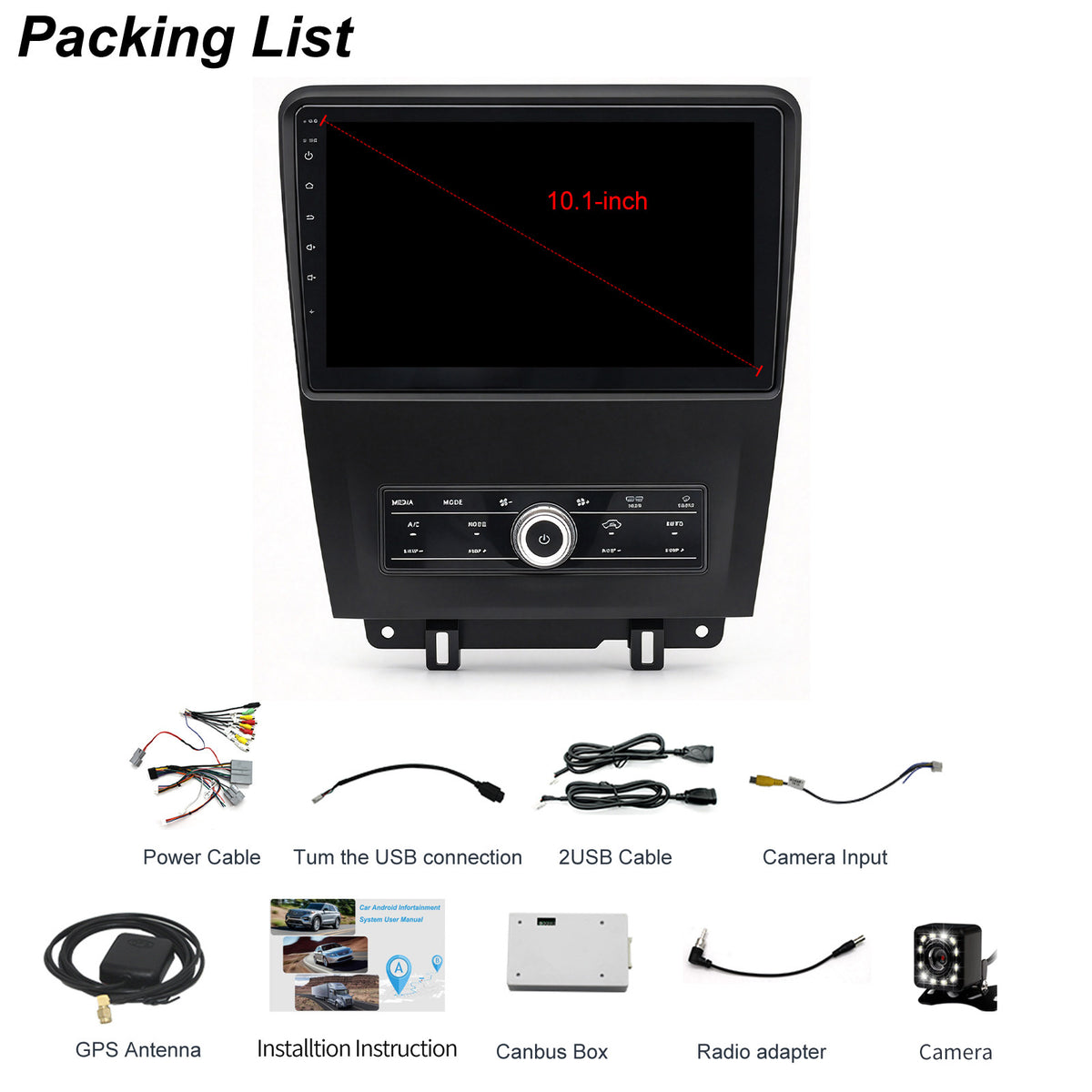 For Ford Mustang 2010-2014 Radio upgrade, 10.1-inch QLED 8-Core CPU, touch screen Stereo,Wireless CarPlay & Android Auto,keep OEM Controls, free backup camera included