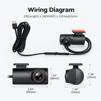 Topdisplay Front Dash Camera for All Android Car Stereos, USB-Powered DVR with Loop Recording, 270° Rotatable Mount