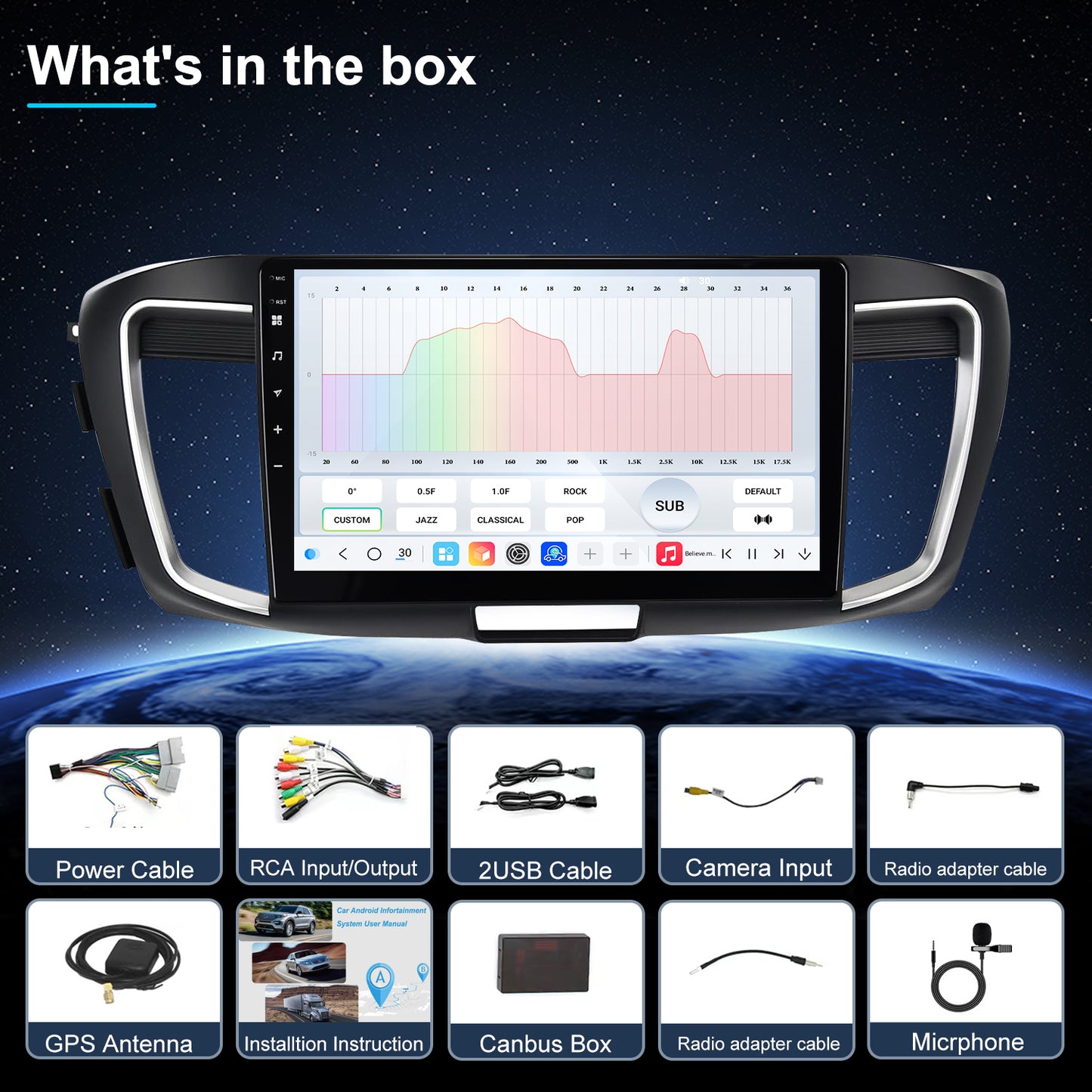 For Honda Accord 2013-2017 Radio upgrade,10.1-inch QLED  8-Core CPU,touch screen Stereo,Wireless CarPlay & Android Auto,keep OEM Controls