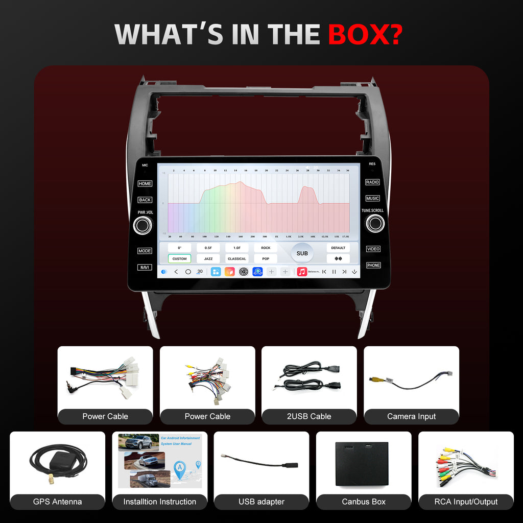 For Toyota Camry 2012-2014 Radio upgrade,10.2-inch QLED  8-Core CPU,touch screen Stereo,Wireless CarPlay & Android Auto,keep OEM Controls