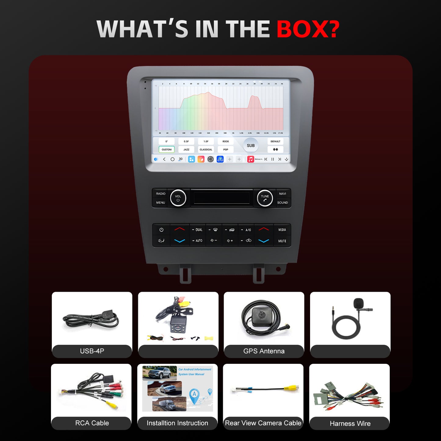 For Ford Mustang 2010-2014 Radio upgrade,9-inch QLED 8-Core CPU,touch screen Stereo,Wireless CarPlay & Android Auto,Free camera