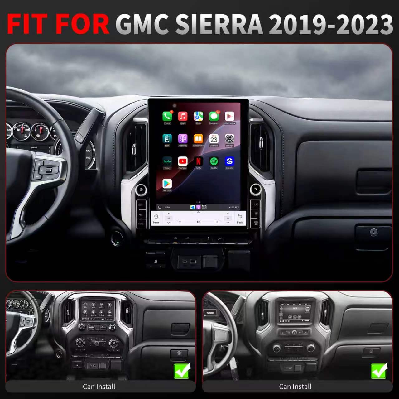 GMC Sierra 2019-2023 Radio upgrade CarPlay Screen- Topdisplay 2019 2020 2021 2022 2023 Upgrade Stereo Headunit Apple Carplay Android Auto Pantalla Estéreo