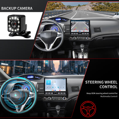 Honda Civic Radio upgrade 2006-2011 CarPlay Stereo Screen - Topdisplay 2006 2007 2008 2009 2010 2011 Replacement Headunit Apple Android Auto Accessories Pantalla Estéreo