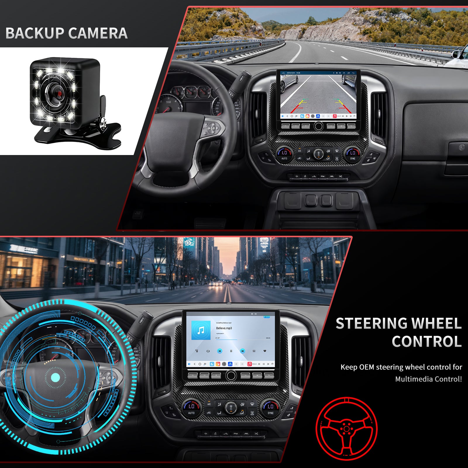 Chevy Silverado Radio upgrade 2014-2018 CarPlay Stereo Screen-Topdisplay 2014 2015 2016 2017 2018 Chevrolet Replacement Headunit Apple Android Auto Accessories Pantalla Estéreo 