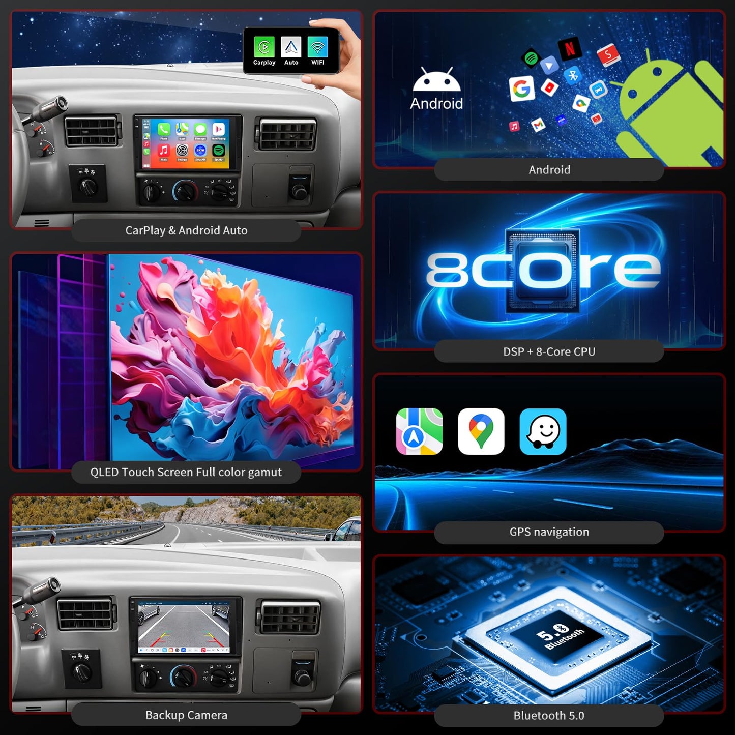 Ford F150 Stereo replacement 1997-2003 CarPlay Radio Screen-Topdisplay 1997 1998 1999 2000 2001 2002 2003 F150 Upgrade Headunit Apple Carplay Android Auto Accessories Pantalla Estéreo