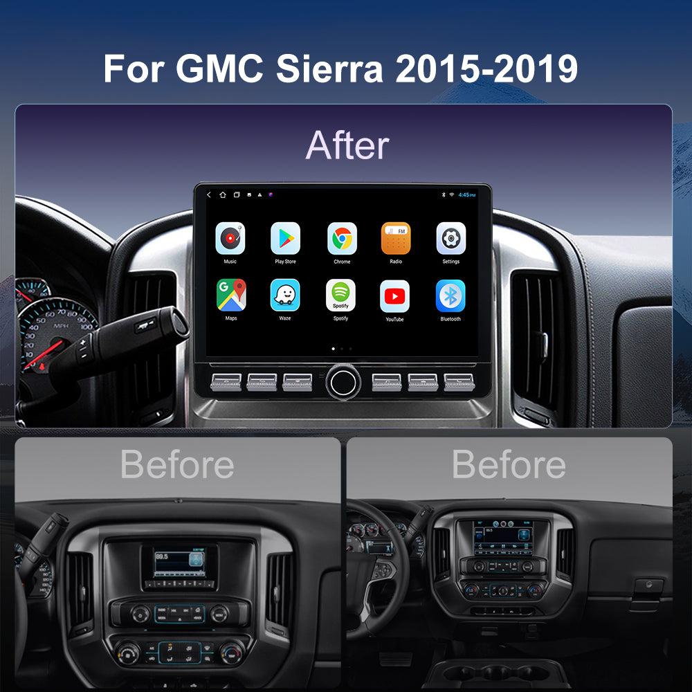 For GMC Sierra 2015-2019 Radio upgrade,10.2-inch QLED 8-Core CPU,touch screen Stereo,Wireless CarPlay & Android Auto,keep OEM Controls